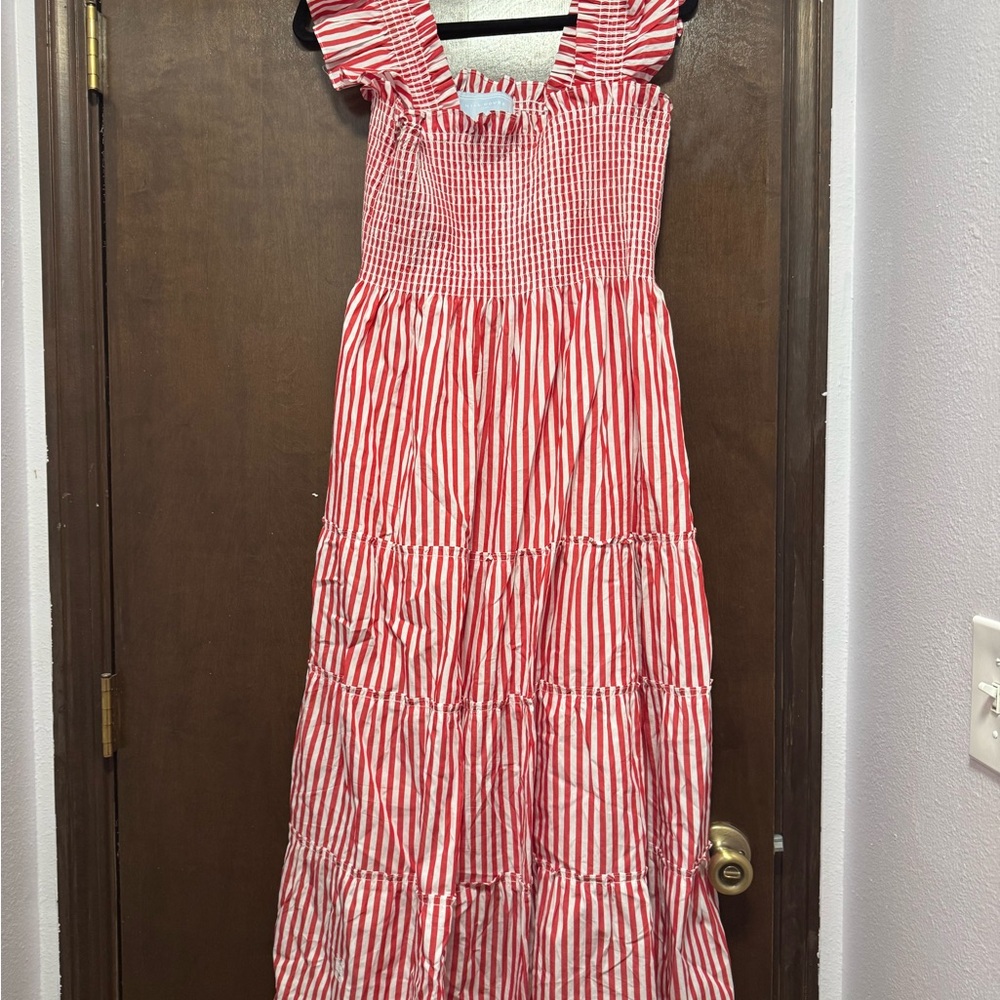 Hill House Nap Dress - Red and White Smocked Tiered Sundress